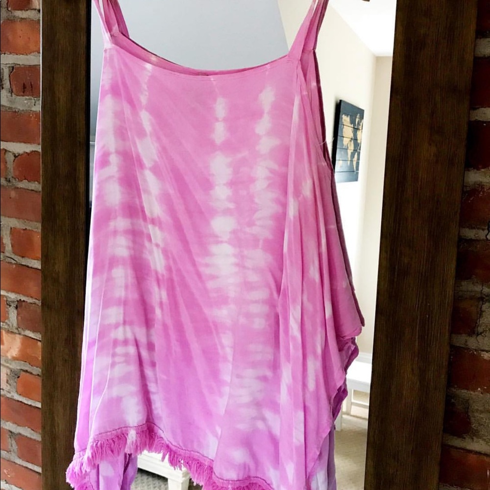 Boutique Blouse with Fringe and Tie Dye Details